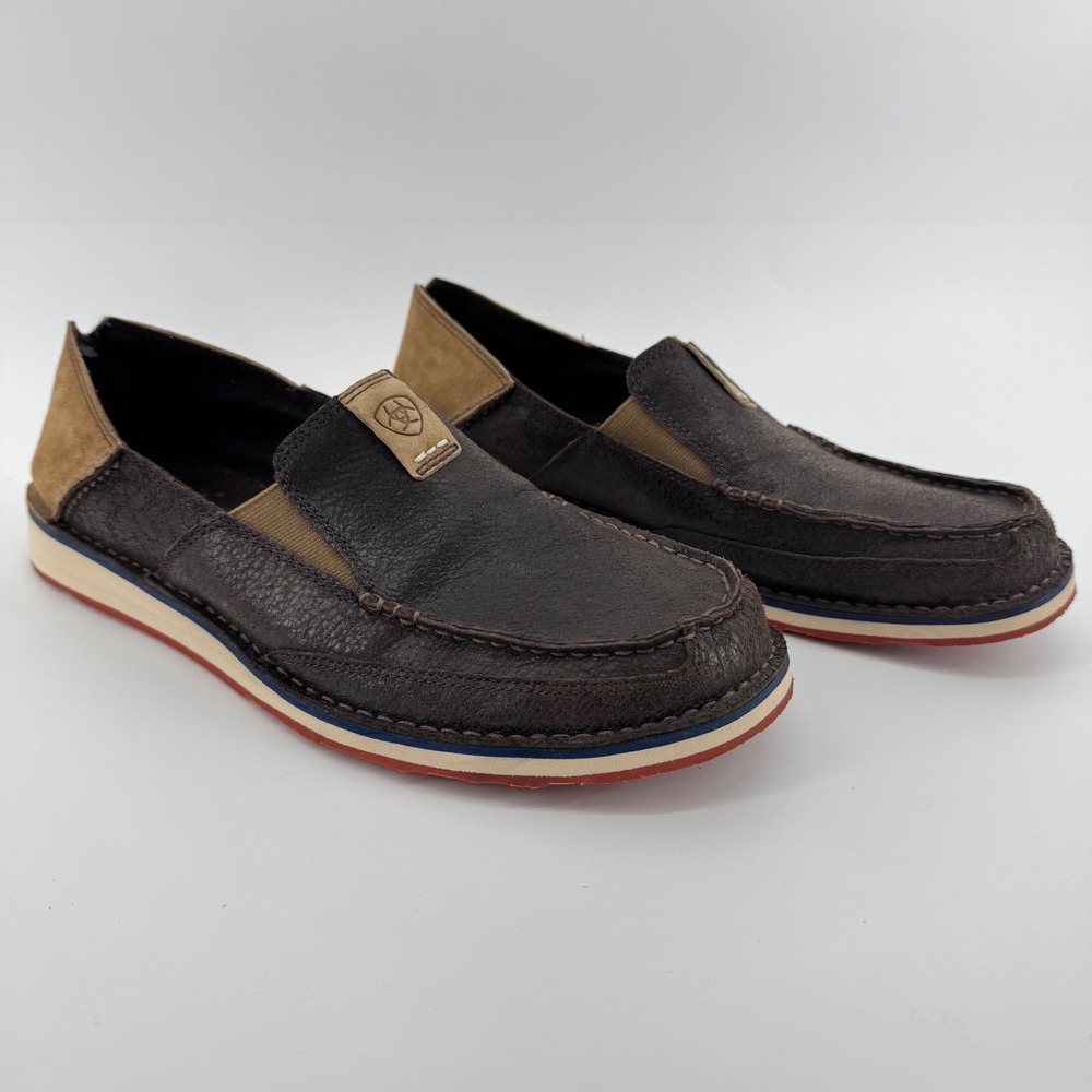 Ariat Cruiser Shoes Mens 11D Brown Leather Suede Moc Toe Slip On Loafer